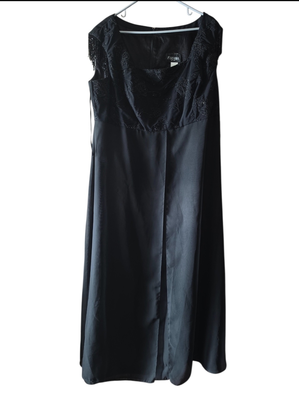 4/8/189. Faviana Womens Formal Black Evening Gown with Embellished Bodice